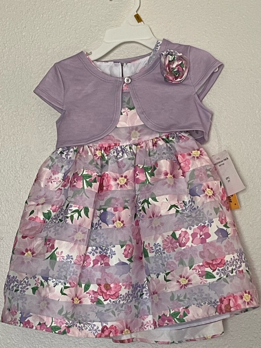 Lilac Floral Party Dress with Matching Bolero - Girls